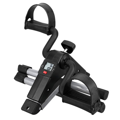 Folding Pedal Exerciser, Mini Exercise Bike Under Desk Bike Foot Pedal Exerciser, Foot Hand Cycle Portable Peddler Machine Bicycle Exerciser Arm Leg Exerciser While Sitting (Silver)