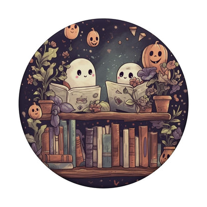 Cute Ghosts Reading Books Halloween Librarian Book Lover PopSockets Adhesive PopGrip