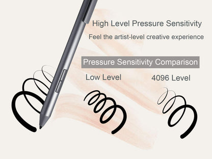 LAZARITE M Pen Grey, Active Stylus for Microsoft Surface, Lenovo Yoga 7i/9i, Flex 5, Hp Envy x360/Pavilion x360/Spectre x360, Stylus Pen with 4096 Pressure Sensitivity, Palm Rejection, Tilt Support
