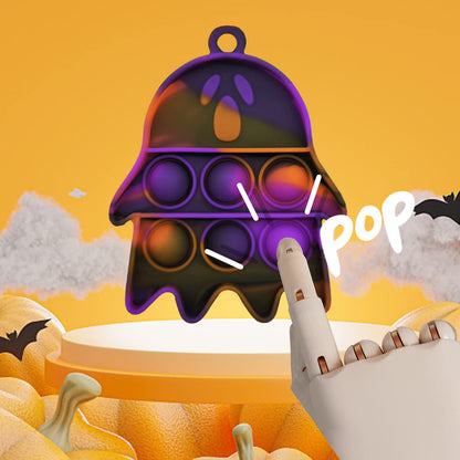 DZLUSJ 30pcs Halloween Mini Pop Keychain Fidget Toys - Rainbow Silicone Simple Fidget Toys - Halloween Decorations and Party Favor