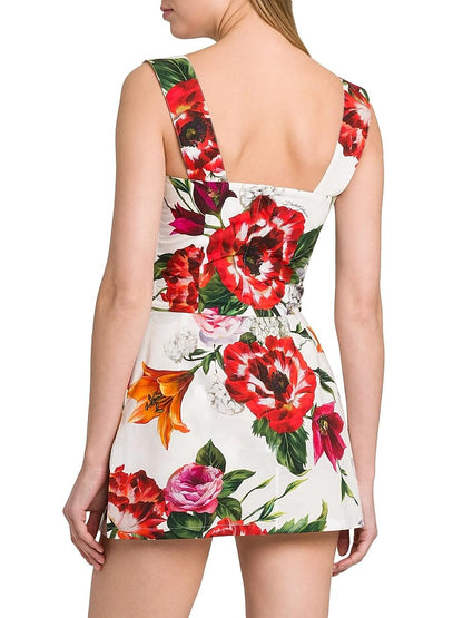 Dolce&Gabbana, Rafia Fiori Floral Cotton Poplin Minidress, 44 (8), White Print Flower
