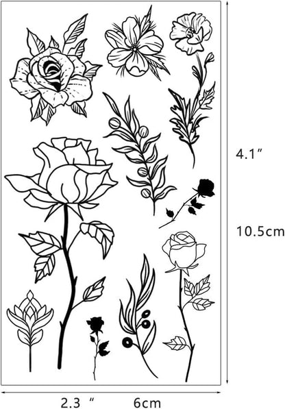 GLARYYEARS 150+ Pattern Black Tiny Temporary Tattoo, Hands Face Halloween Tattoo Sticker for Men Women, Flower Space Moon Snake Designs Body Art on Arm Neck Shoulder Clavicle Waterproof