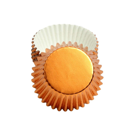 100Pcs Foil Cupcake Liners - Foil Baking Cups for Muffins, Wedding, Birthday, Baby Shower Parties (Orange)