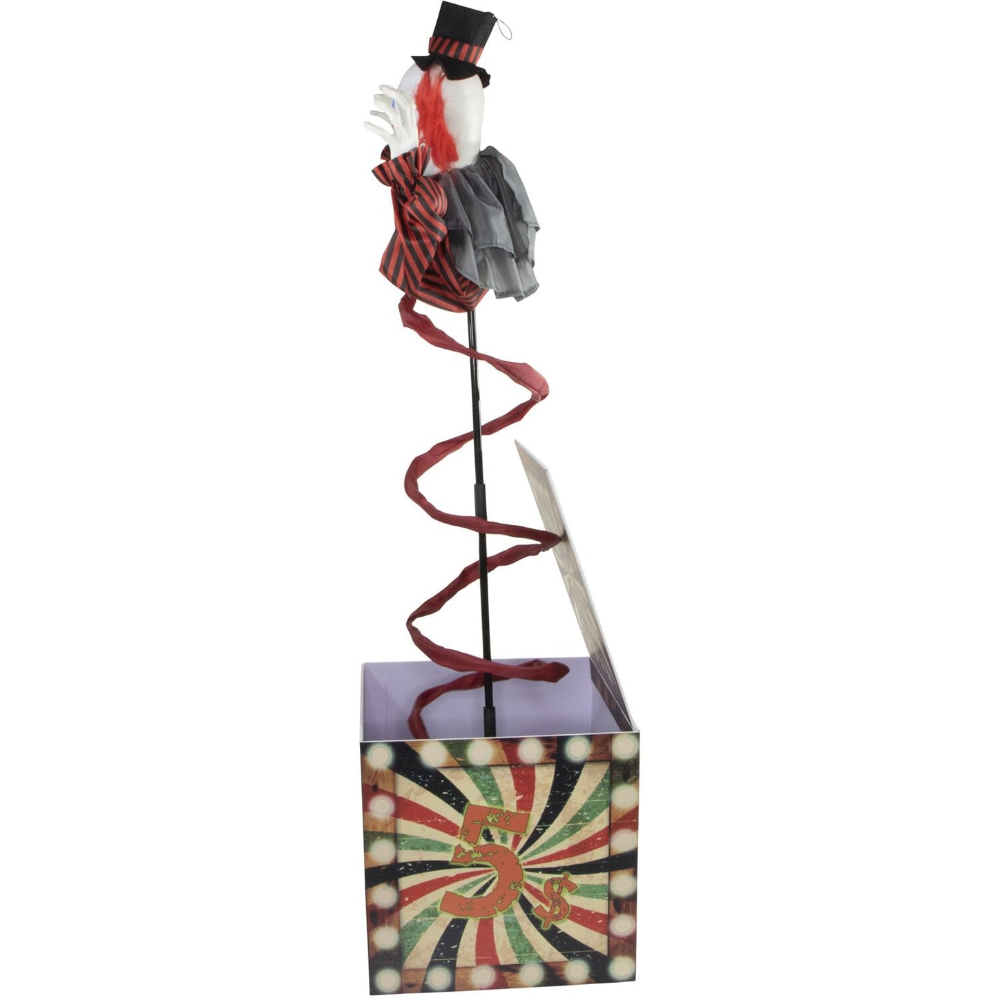 Haunted Hill Farm Life-Size Talking Clown Jack in The Box, Halloween Animatronic with Motion and Touch Activated Lights and Sounds, Battery Operated Indoor or Covered Outdoor Halloween Decorations