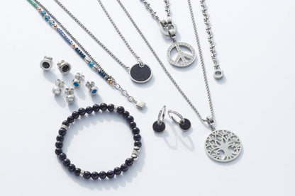 Leonardo Women's Stud Earrings with Glass Stone, Small Stainless Steel with Engraving