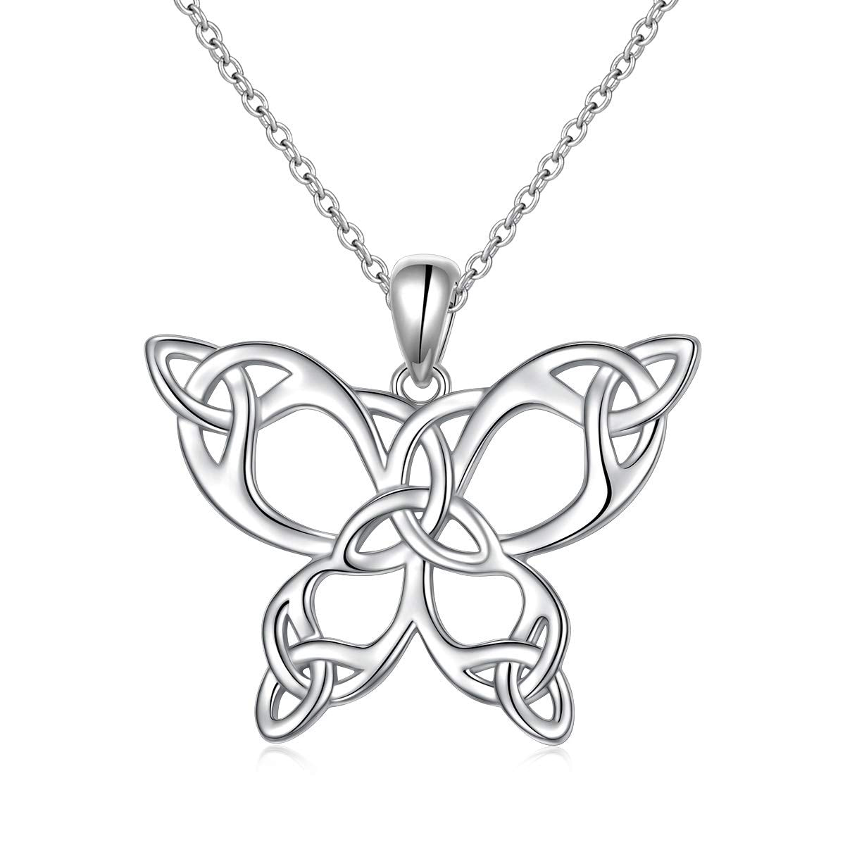DAOCHONG 925 Sterling Silver Celtic Jewelry Celtic Butterfly Necklace for Women Butterfly Lovers Birthday Gifts