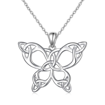 DAOCHONG 925 Sterling Silver Celtic Jewelry Celtic Butterfly Necklace for Women Butterfly Lovers Birthday Gifts