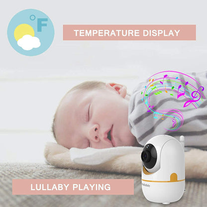 HelloBaby Baby Monitor with Remote Pan-Tilt-Zoom Camera and 3.2'' LCD Screen, Infrared Night Vision, Temperature Display, Lullaby, Two Way Audio, with Wall Mount Kit