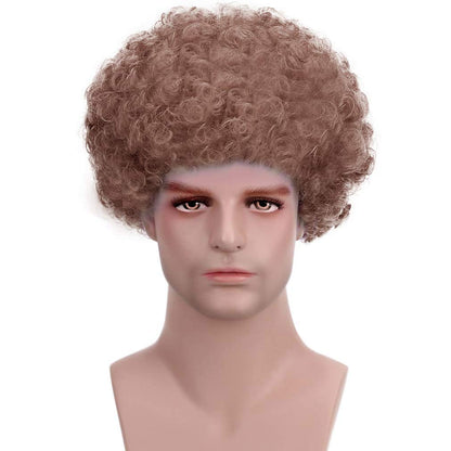 FREE BEAUTY Fluffy Afro Synthetic Clown Wig for Men Women Cosplay Anime Party Christmas Halloween Fancy Funny Wigs (Brown)