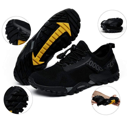 ABAO Hiking Shoes Men Women Outdoor Sports Shoes Non-Slip Breathable Sneakers Low Top Walking Shoes for Outdoor Trailing Trekking Walking Climbing Travel Lightweight Black 7 Women/6 Men