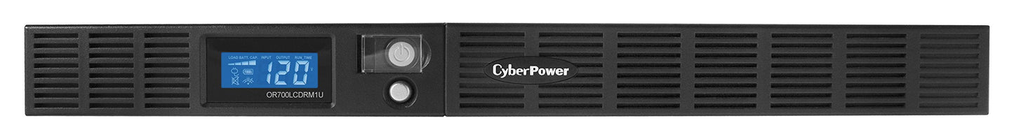 CyberPower OR700LCDRM1U Smart App LCD UPS Battery Backup and Surge Protector, 700VA/400W, 6 Outlets, AVR, 1U Rackmount, UL Certified