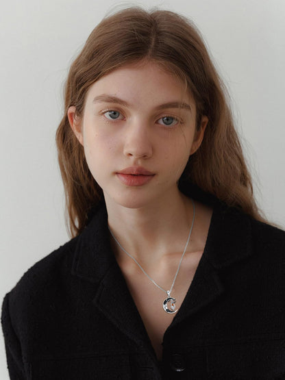 Flpruy Halloween Ghost Necklace 925 Sterling Silver Black Crescent Moon Bat with Pumpkin Pendant Halloween Goth Jewelry Gifts for Women