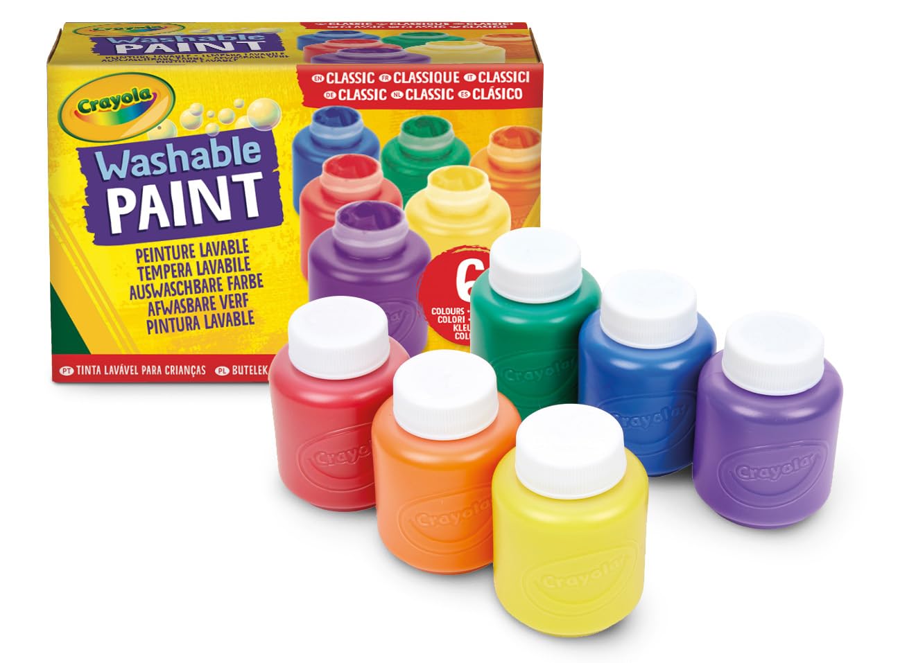 Crayola Washable Kids Paint, 6pk, Classic Colours, Children Art & Craft, projects, artist, students, creativity