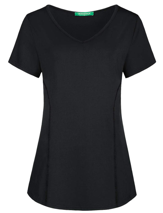 Kimmery V Neck T Shirts for Women Workout Tops for Women Summer Shirts Black XL