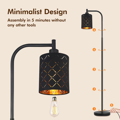 Gothic Floor Lamp with Laser-Cutout Lampshade, LED Standing Lamp for Living Room & Bedroom, 67 Inch Black Arc Modern Farmhouse Lamp with Foot Switch, E26 Base Socket, Perfect for Magic Decor Lamps