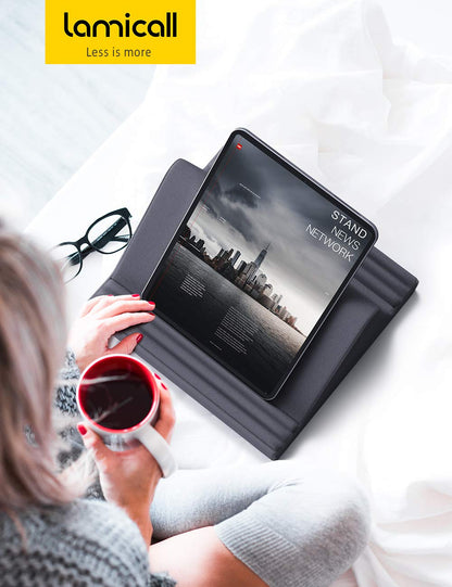 Lamicall Tablet Pillow Stand, Pillow Soft Pad for Lap - Tablet Holder Dock for Bed with 6 Viewing Angles, for 4-13" Tablets, Like iPad Pro 11, 13, Air, Mini, Kindle, Galaxy Tab, E-Reader, Dark Gray