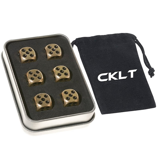 6 Sided Metal Brass Dice with Black Pips, Tables Board Game Dice, 6pcs Solid Gift Brass Dice, Tabletop Games Set for Poker Party Playing Games