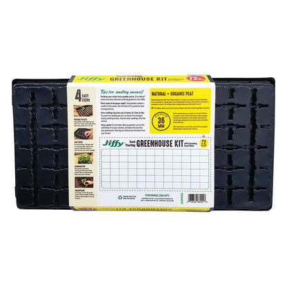 Ferry Morse Jiffy Seed Starting Greenhouse Tray Kit with 72 36mm Peat Pellets and Bonus SUPERthrive Sample + Plant Markers, 2 Pack, 144 Pellets Total