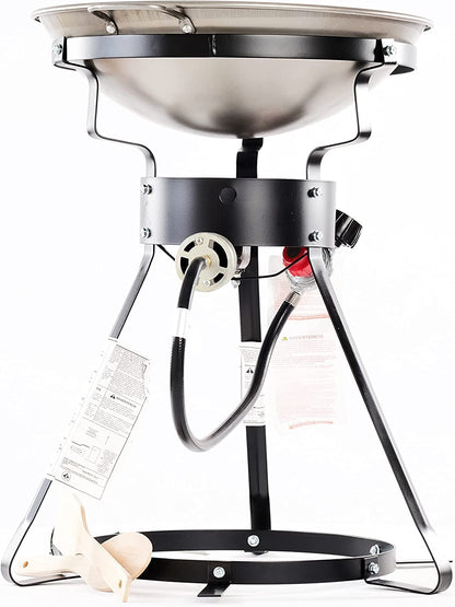King Kooker 24WC Heavy-Duty 24" Portable Propane Outdoor Cooker with 18" Steel Wok, Black
