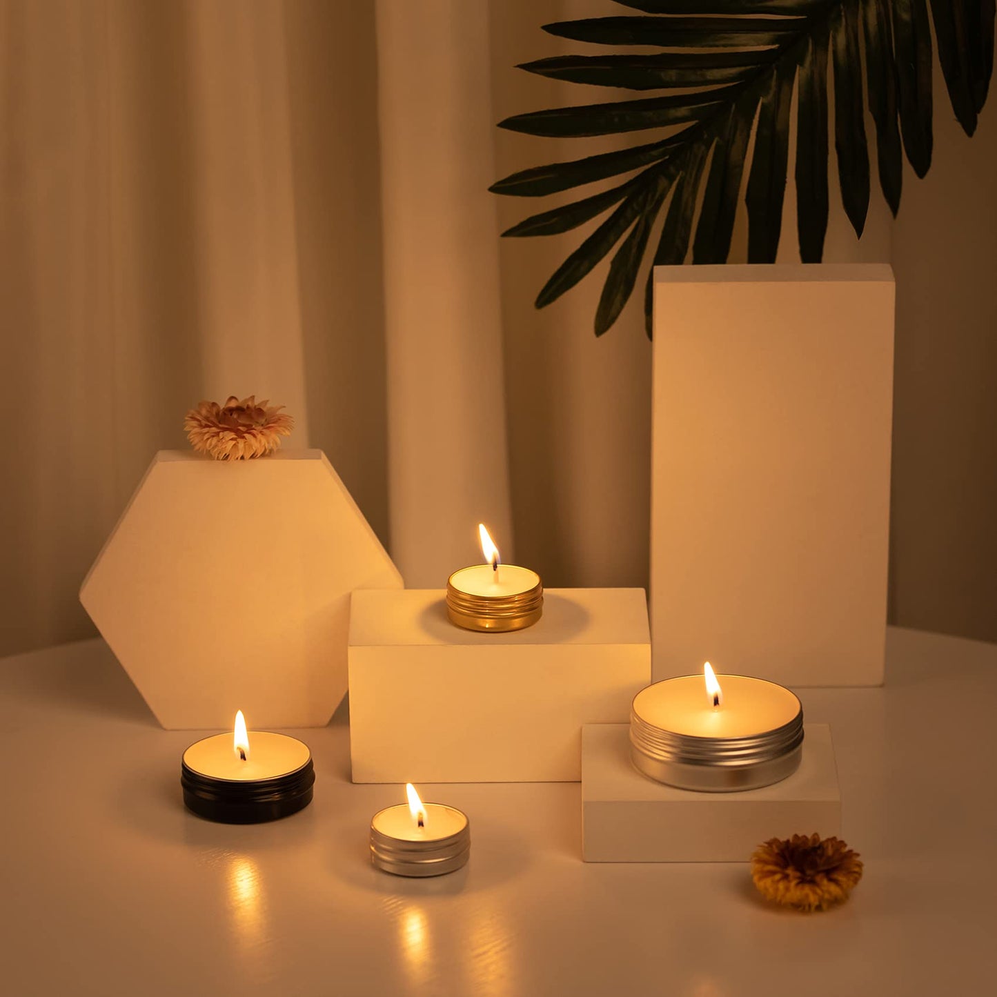 1 oz / 30ml Screw Top Aluminum Tin Jar with Screw Lid and Blank Labels (Orange - Pack of 32)