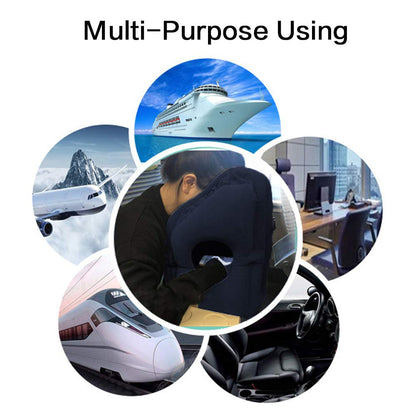 Kimiandy Inflatable Travel Pillow for Airplane, Inflatable Neck Air Pillow for Sleeping(Blue)