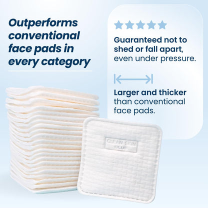 Clean Skin Club Clean² Pads 2.0 [New & Improved Edges] Guaranteed Not to Shed & Tear Face Pads, Unique Triple Layers, Textured & Ultra Soft Side, Organic Disposable Cotton, Pair with Makeup Remover