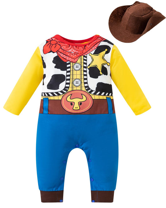 LENSOUS Baby Boys' Cowboy Costume Halloween Cosplay Bodysuit (Cowboy, 3-6 Months