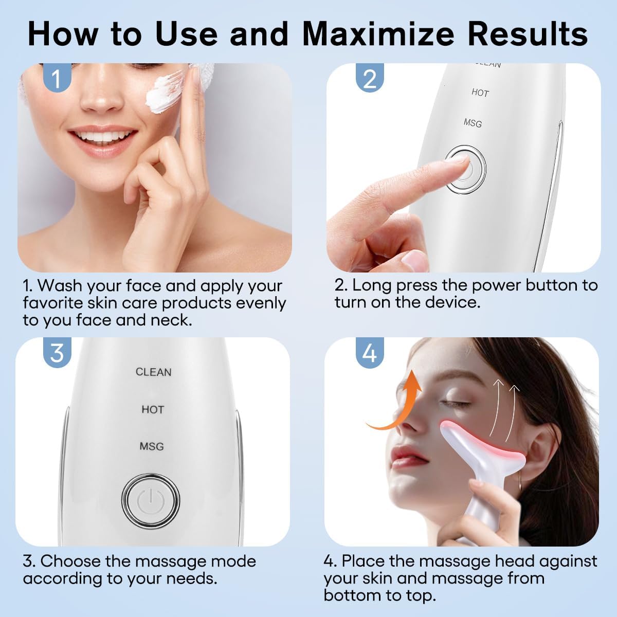 LATME Facial Massager,Neck Face Massager Tool,3 Mode Massage with Heat,Portable Beauty Instrument for Skin Care Women Gift