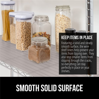 GORILLA GRIP ShelfGuard Wire Shelf Liner Compatible with Amazon Basics Shelving Unit, Set of 5 Waterproof Liners for Organizing Metal Rack Shelves, Kitchen Cabinets, Cupboard, Pantry, 18x24 Charcoal