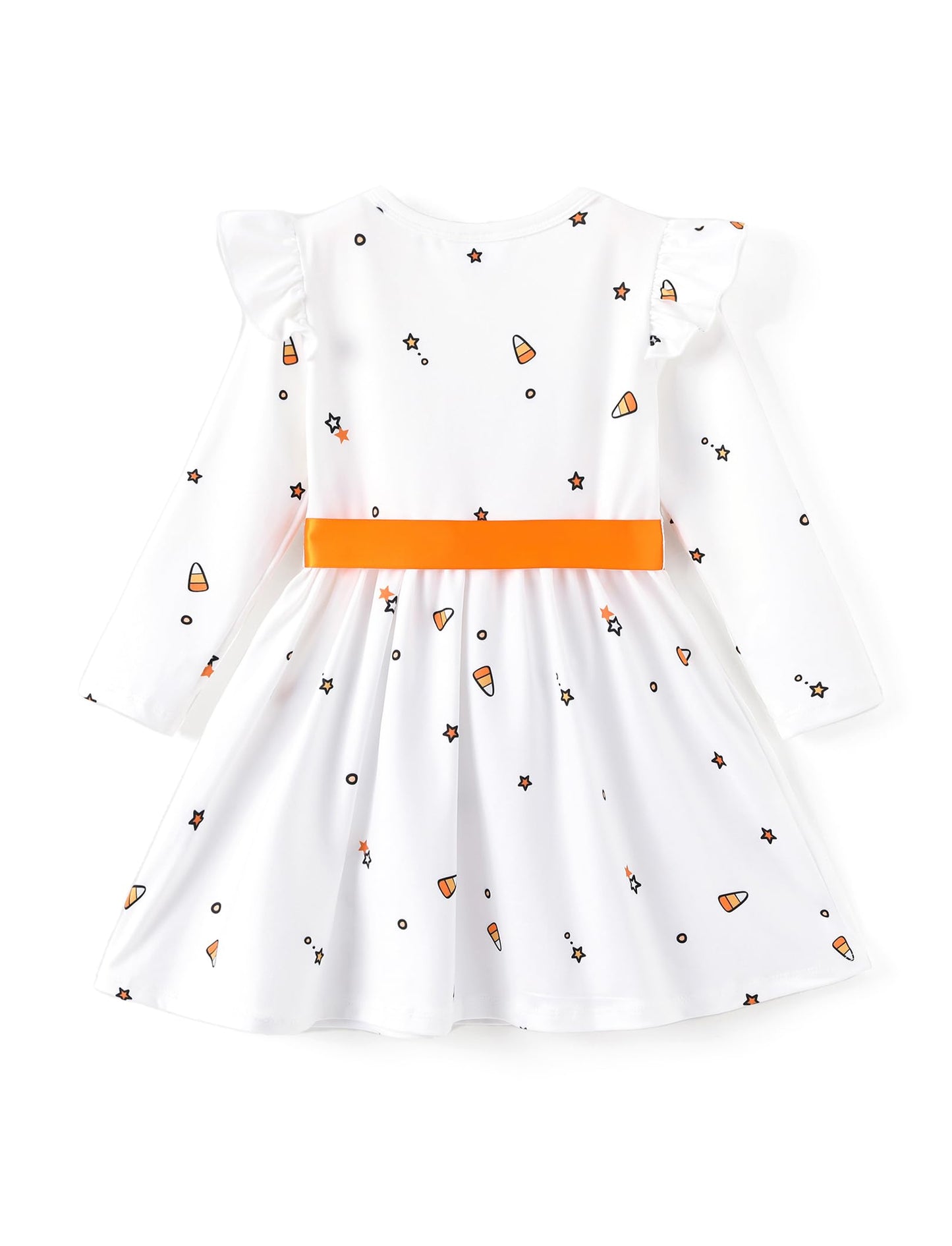 Disney Mickey Minnie Mouse Toddler Dress Girls A-Line Ruffle Long Sleeve Halloween Pumpkin Clothes Cute Kids Outfit Gift Party Costume Sizes 4-5T