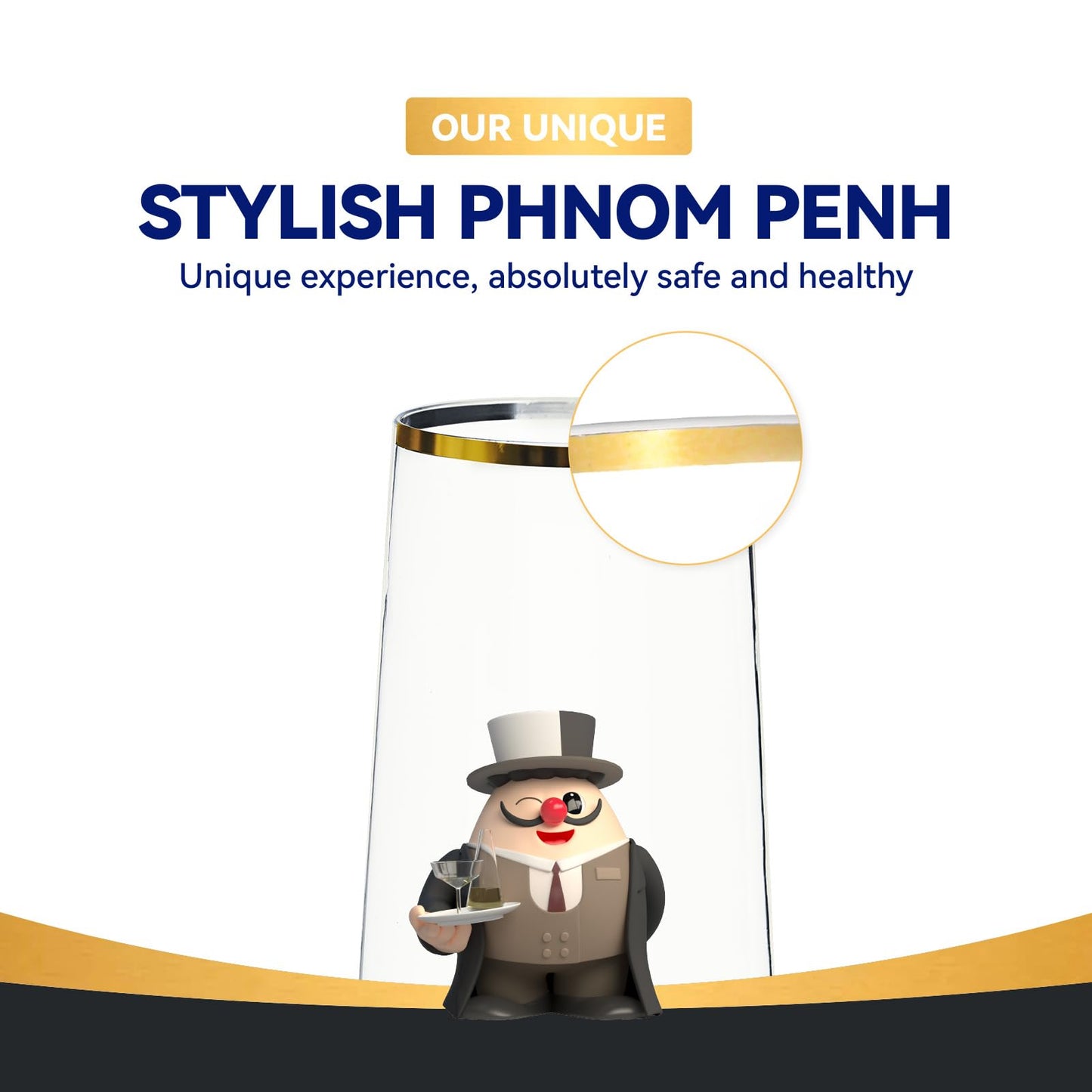 JOLLY CHEF 48 Pack Plastic Champagne Flutes, 9 oz Clear Stemless Champagne Flutes, Plastic Champagne Glasses with Golden Rim, Shatterproof Recyclable Mimosa Glasses for Party Wedding Birthday