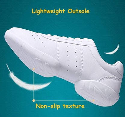 JITUUE Women Cheerleading Dance Shoes Fashion Trainers Sneakers Lace Up Gym Athletic Sport Training Shoes for Girls (White,12 lk28)
