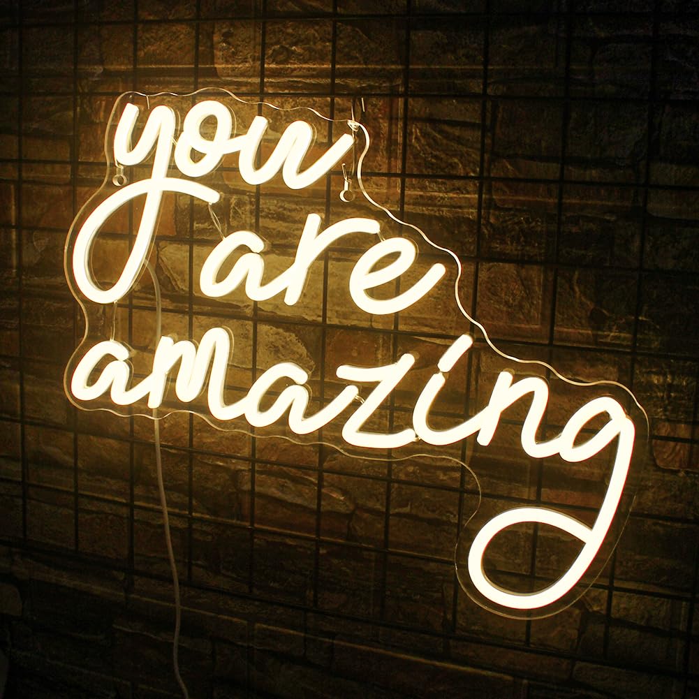 This Must Be The Place Neon Sign Warm White Letter Led Signs for Wall Decor Usb Word Light Up Signs for Bedroom Salon Man Cave Beer Home Bar Wedding Birthday Party Decor Gifts