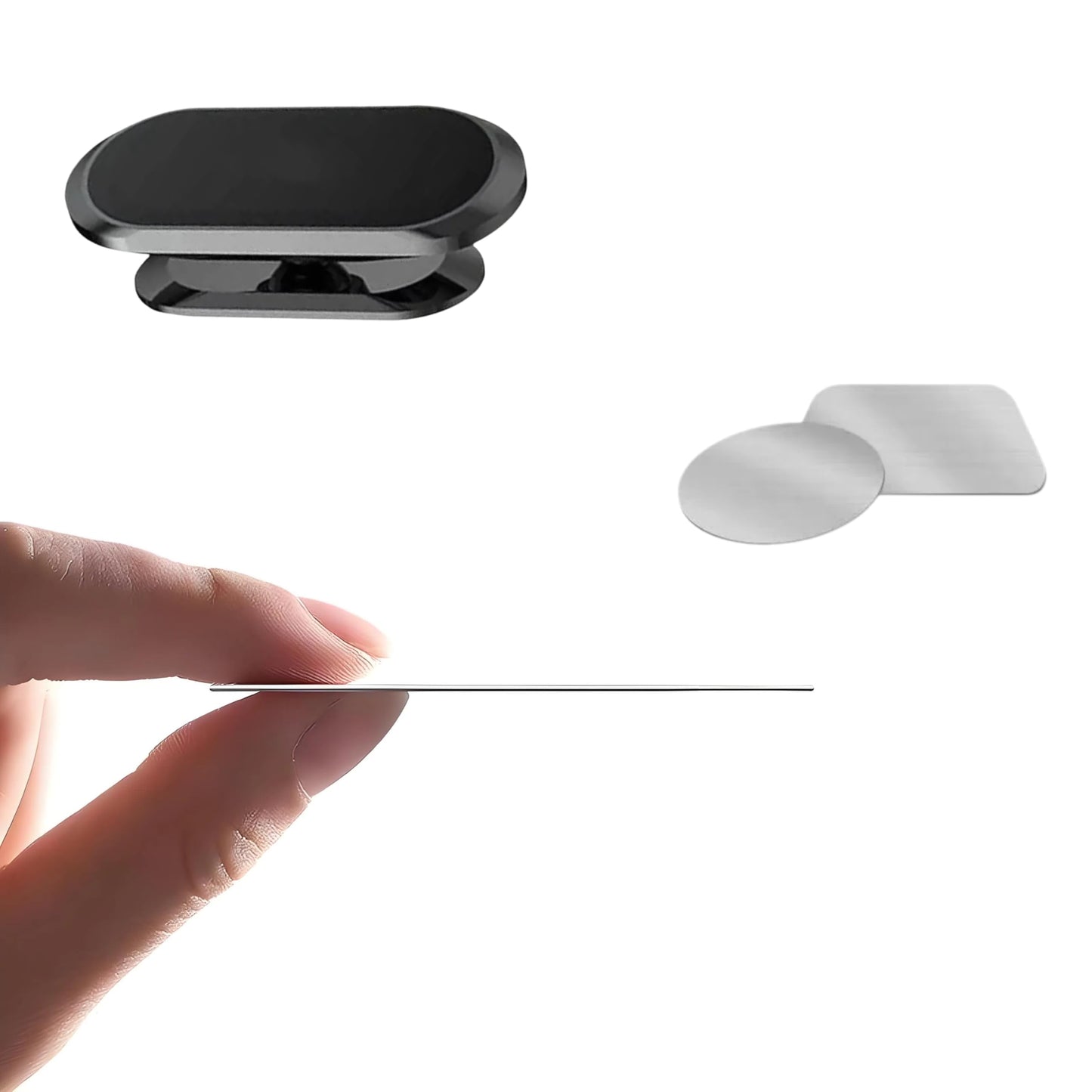 Magnetic Phone Holder for Car Dash - 2 Plate Mount for iPhone Samsung, Black