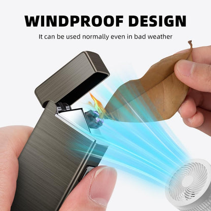 LcFun Electric USB Rechargeable Lighter Windproof Flamesless Plasma Dual Arc Lighter Small Metal Pocket Lighters for Candle, Camping Stocking Stuffers Gifts for Men (Nickel Brushed)