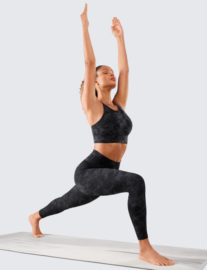 CRZ YOGA Women Naked Feeling Yoga Pants 25 Inches - 7/8 High Waisted Workout Leggings Tie Dye Smoke Ink Small