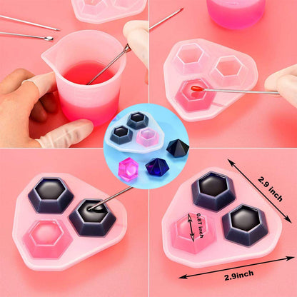 EuTengHao 229Pcs DIY Jewelry Casting Molds Tools Set More Than 120 Designs Contains 8 Silicone Jewelry Resin with 70 Designs,1 Earring Molds with 25 Designs,2 Necklace Bear Molds,3 Diamonds Mold