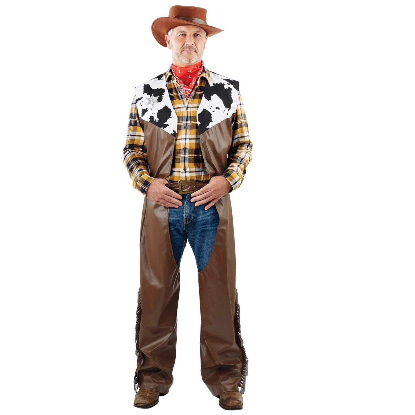 Fun Shack Adult Cowboy Costume for Men, Halloween Cowboy Outfit, Western Costume for Adults, Rodeo Dress-Up, One Size