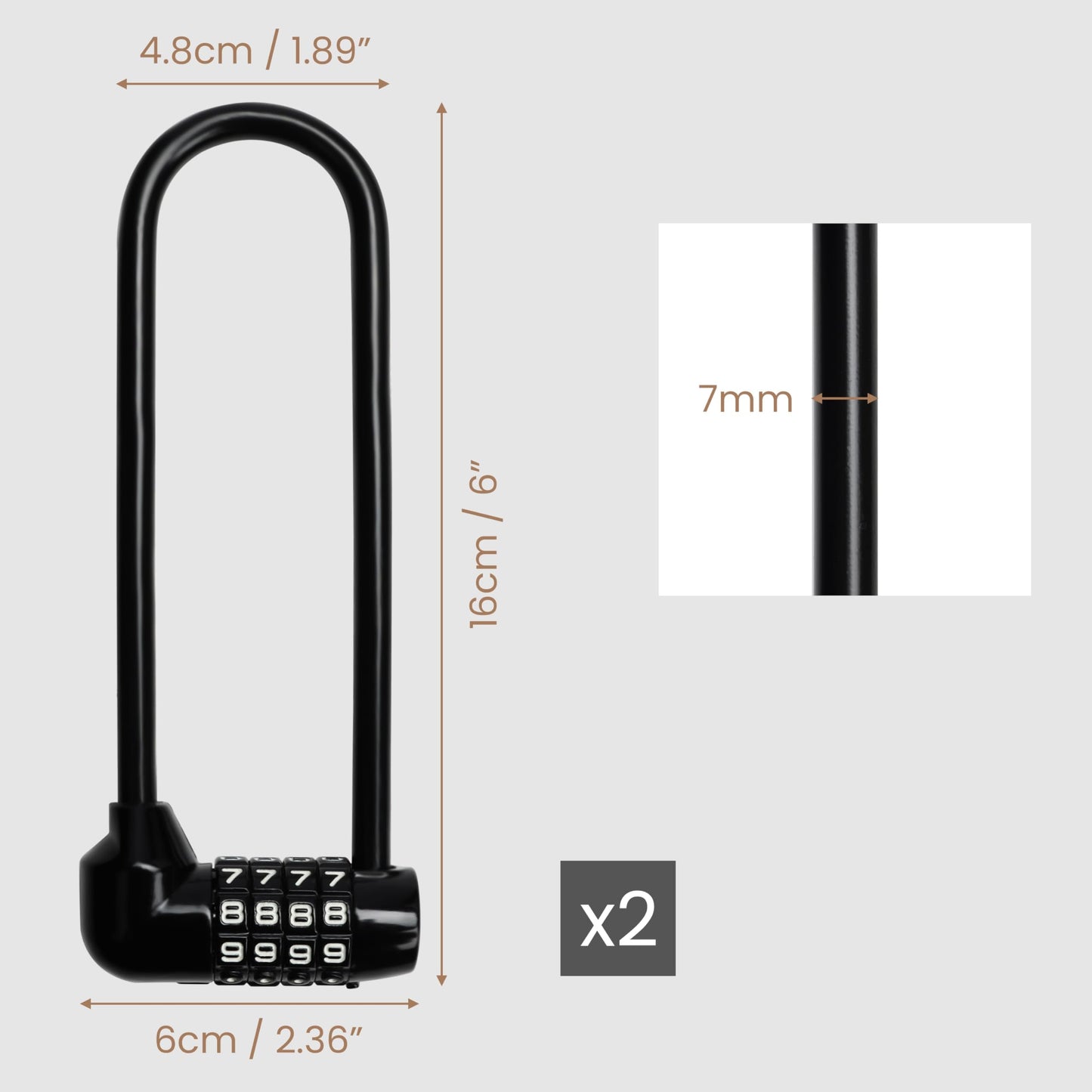 Kurtzy Combination Long Shackle Padlock - Long Gate Lock for Outdoor Fence/Gate with Resettable Code - Weatherproof Padlock for Door, Bicycles & Sheds