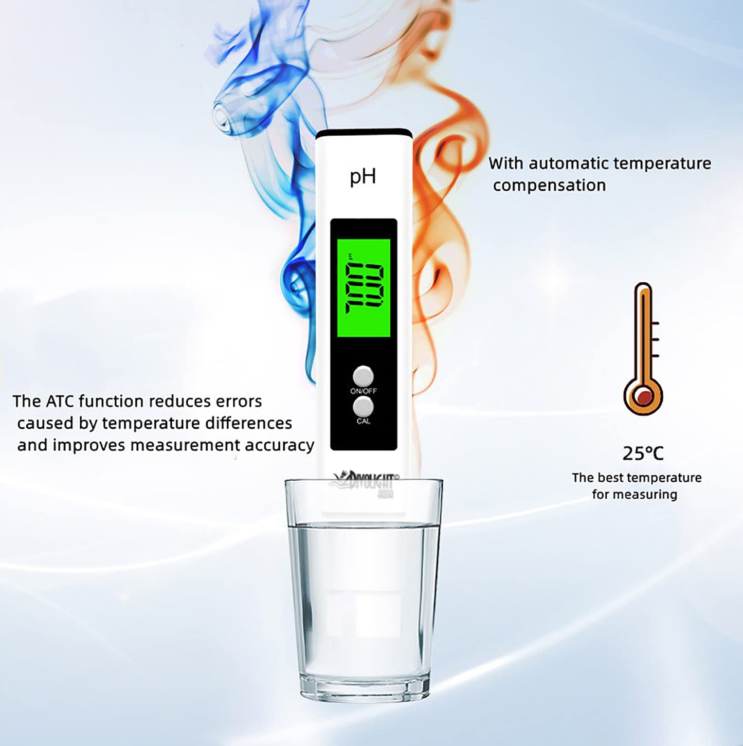 Divolight Digital PH Meter - High Accuracy Digital Water Quality Tester with 0-14 PH Measurement Range for Household Drinking, Pool and Aquarium with ATC