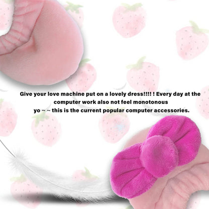 Kakurookie 23'' - 34'' Computer Monitor Protective Cover with Cat Ear Design, Cute Monitor Dust Cover with Furry Design, Elastic Dustproof, Suitable for PC, Tablet, TV