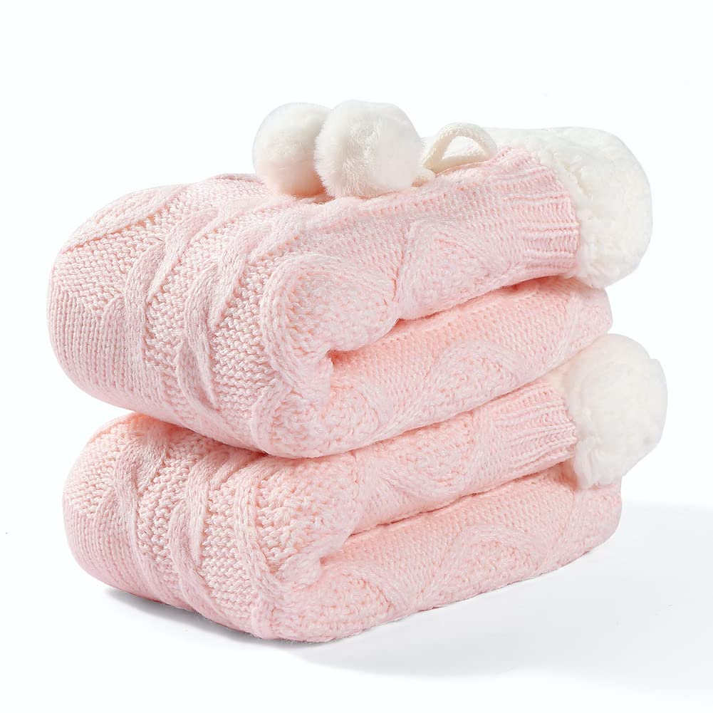 LEMZONE Women's Winter Slipper Socks Warm Cozy Fuzzy Fleece-lined Cabin Socks with Grippers