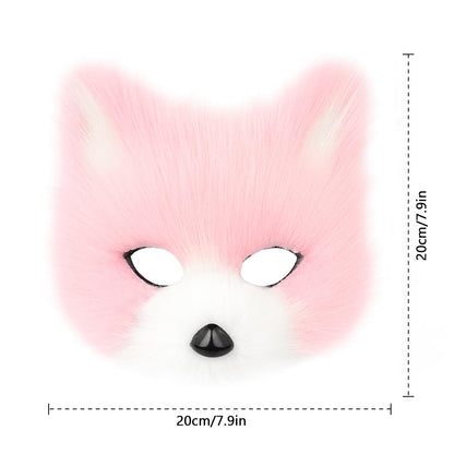 hbbhml Animal Fox Wolf Mask Halloween Party Cosplay Costumes Props Plush Cat Half Face Masks Carnival Christmas Masquerade