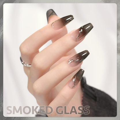 GAOY Jelly Nude Black Gel Nail Polish, 16ml Sheer Neutral Translucent Soak Off Gel Polish, UV Light Cure for Nail Art DIY, 1724 Smoked Glass