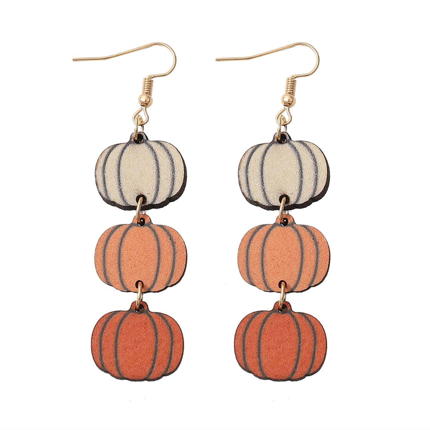 Funny Cute Halloween Cartoon Pumpkin Ghost Drop Dangle Earrings Handmade Lightweight Bat Witch Double-Sided Wooden Earrings for Women Halloween Party Costumes Holiday Jewelry Gifts (A pumpkin)