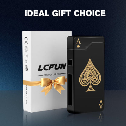 LcFun Electric Lighter Rechargeable USB, Dual Arc Plasma Lighter, Windproof Flameless Electronic Lighters, Pocket Metal Lighters with LED Battery Indication for Candles, Camping (Black Ace)