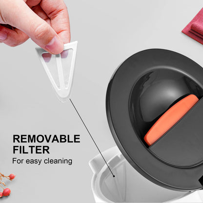 GRIFEMA Small Electric Tea Maker, 0.8 L, 1100 W - Quiet Kettle With Limescale Filter, BPA-Free, Automatic Shut-Off, Overheating Protection, White