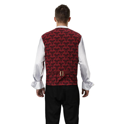 HLENOK Adult Men Devil Vampire Costume Shirt Cloak Outfit Deluxe Medieval Renaissance Scary Gothic Long Halloween Cosplay Cape (X-Large)