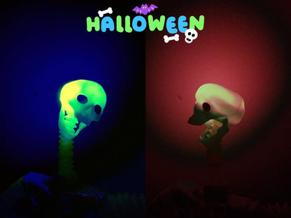 Halloween LED Skeleton Pop Tubes Light Up 4 Pcs Halloween Sensory Fidget Toys, Telescopic Suction Cup Autism ADHD Halloween Party Favors Goodie Bags Basket Stuffers Trick or Treat Toys for Kids 3+