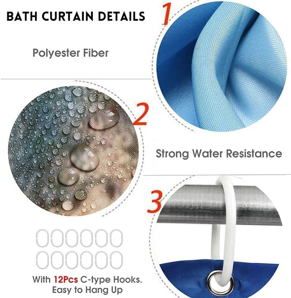 DDS-DUDES 4Pcs Christmas Shower Curtain Sets Kids Bathroom Halloween Decor with 12 Curtain Hooks for Bathroom, Waterproof 71 x 71 inch (D14)